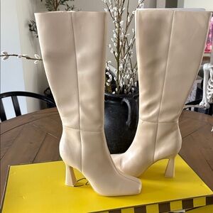 Sam Edelman - Cream Knee-High Heeled Boots